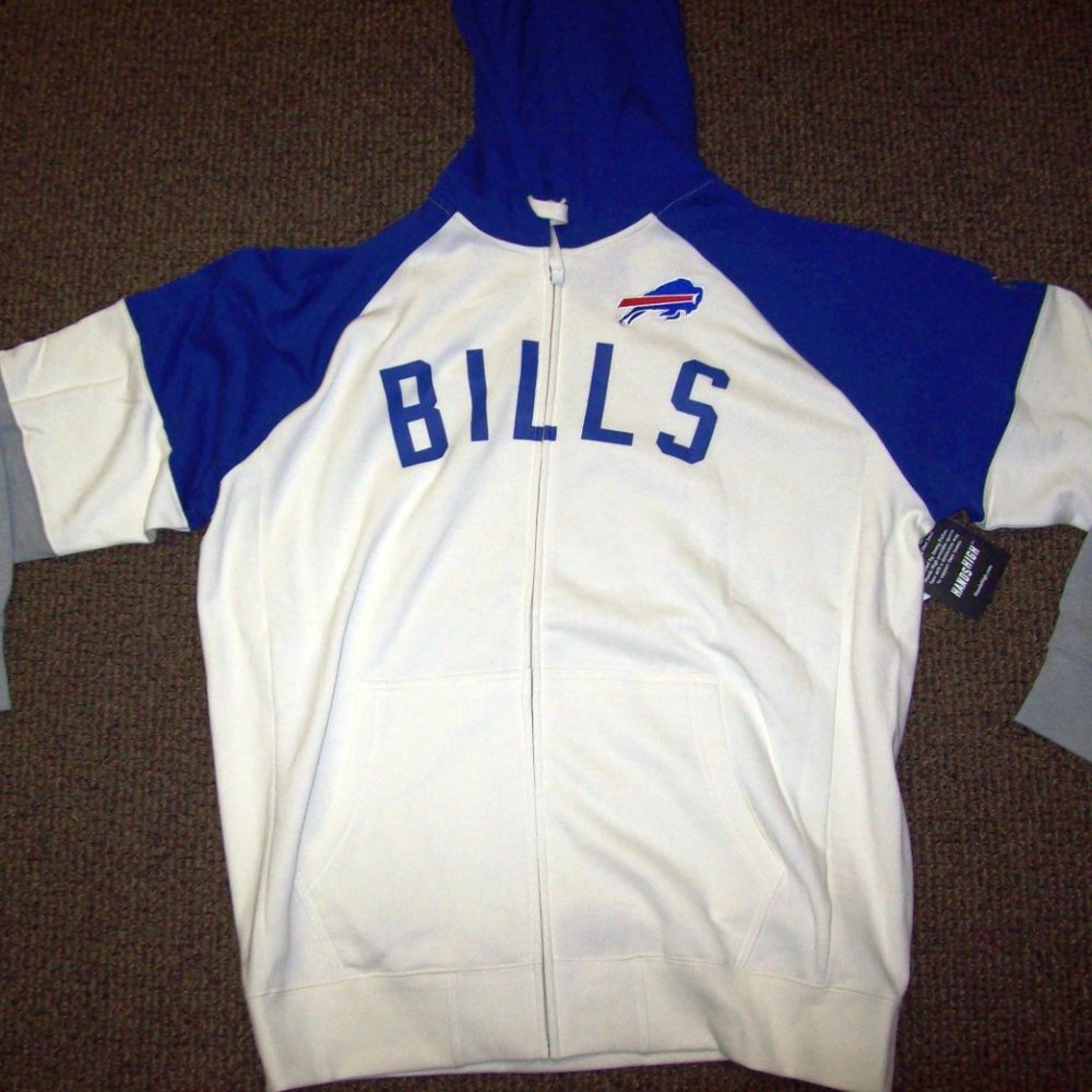 BUFFALO BILLS NFL Full Zip Hoody WHITE BLUE 2X